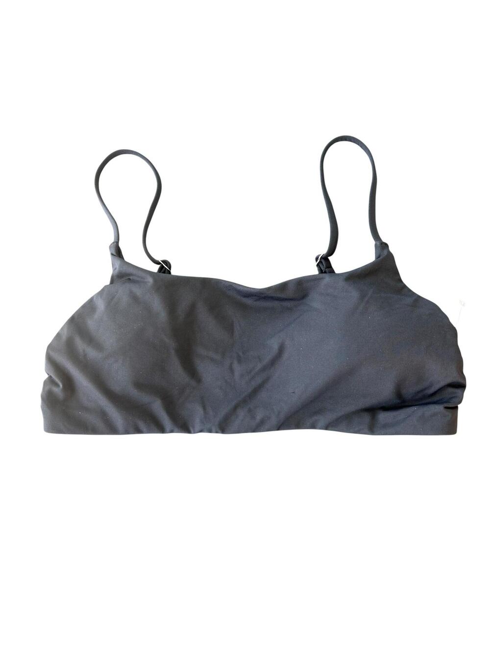 ATHLETA black square neck pull over bikini swim top size M New